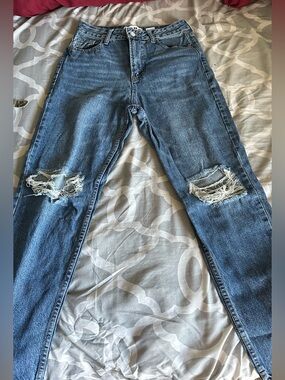 Classic Distressed Blue Mom Jeans